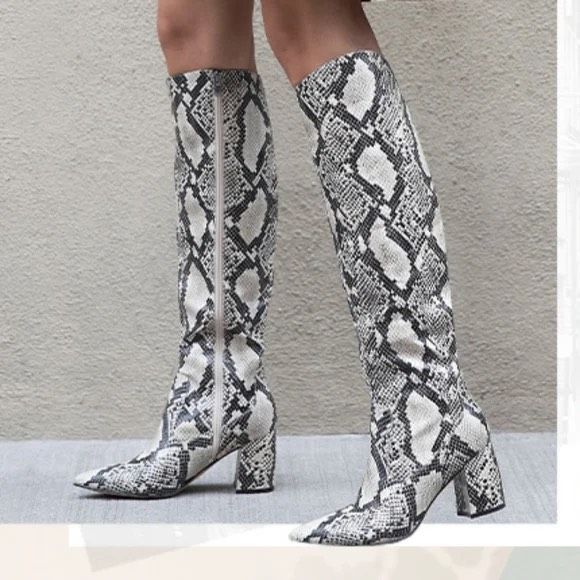 Marc Fisher Shoes - Marc Fisher Snakeskin Knee High Pointed Toe Boots 8.5